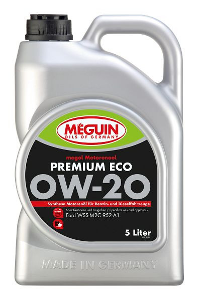 Meguin megol Motorenöl Premium ECO SAE 0W-20, Kanister Kunststoff, VE: 5 Liter, 33115