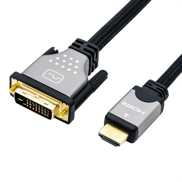 ROLINE Monitorkabel DVI - HDMI, ST-ST, dual link, schwarz / silber, 1 m, 11.04.5870