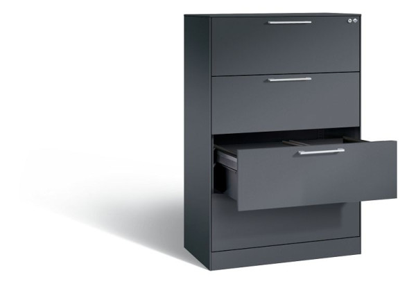 C+P Hängeregistraturschrank Asisto, H1310xB800xT435mm, Farbe: Schwarzgrau, Bügelgriff, 146023-412 S10106