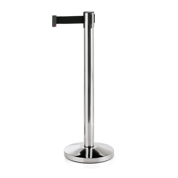 WAS Abgrenzungspfosten Lightflex mit Gurtband schwarz, 2 m, Edelstahl, VE: 2 Stück, 2814604
