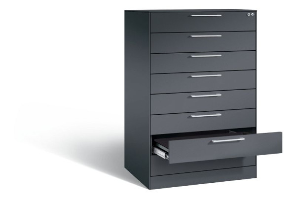 C+P Schubladenschrank Asisto, H1310xB800xT600mm, Farbe: Schwarzgrau, Bügelgriff, 146223-800 S10006