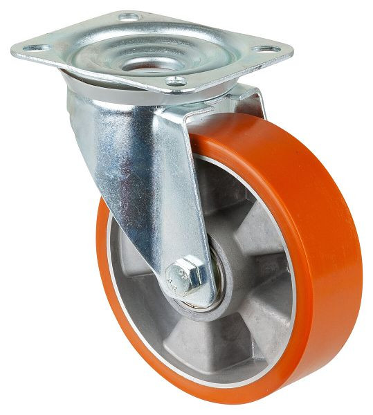 BS Rollen Schwerlastrolle, Breite 50 mm, Ø160 mm, bis 600 kg, Lauffläche Guss-Polyurethan 95 Shore A, Radkörper Aluminium, Kugellager, RR100.B90.160