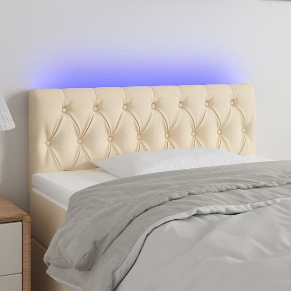 vidaXL LED Kopfteil Creme 90x7x78/88 cm Stoff, Füllung: Schaumstoff, 3121935
