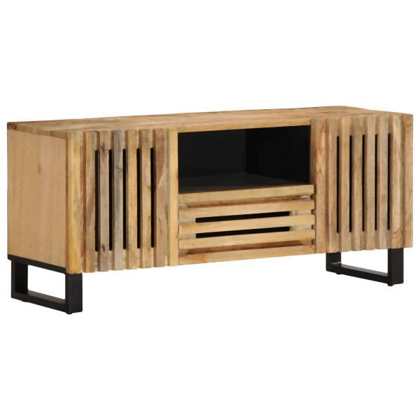 vidaXL TV-Schrank 100x34x46 cm Raues Massives Mangoholz, 377504