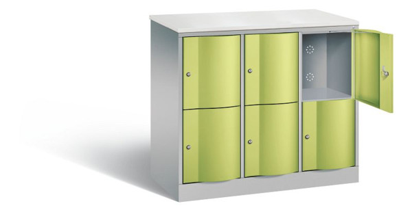C+P Schließfachschrank Resisto, H1077xB1148xT540mm, Farbe: Weißaluminium / Viridingrün, 8472-372 S10164