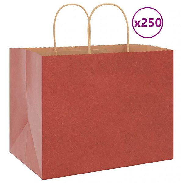 vidaXL Papiertragetaschen 250 Stk. mit Henkeln Rot 32x22x24 cm, 4101763