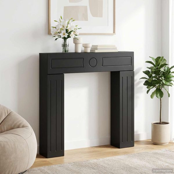 vidaXL Kaminumrandung Schwarz 102 x 18 x 100,5 cm Holzwerkstoff, 8006607