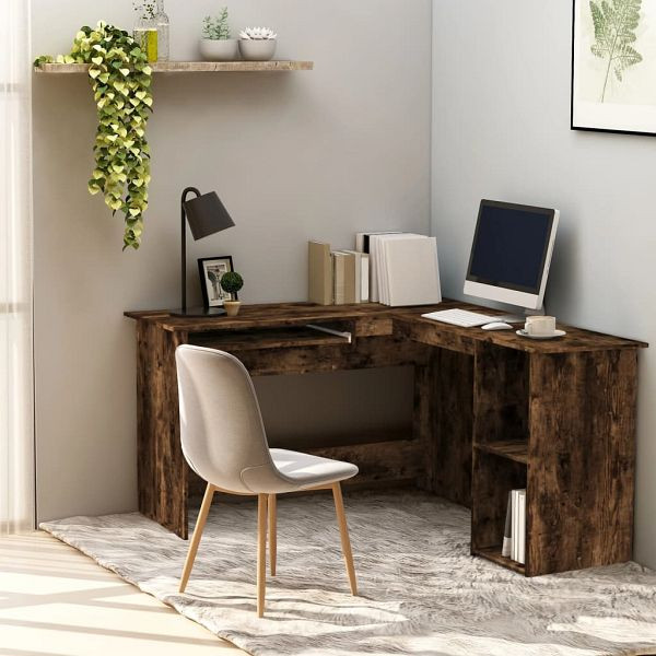 vidaXL Eckschreibtisch Räuchereiche 120x140x75 cm Holzwerkstoff, 815384