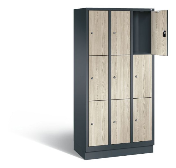 C+P Schließfachschrank Evolo, H1800xB900xT500mm, Farbe: Anthrazitgrau / Dekor Sen-Esche, 48020-303 S10248