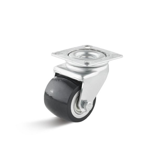 Torwegge Polyurethan Bühnenrolle, Tragfähigkeit 100 kg, Rad-Ø 50 mm, Radbreite 40 mm, Bauhöhe Gehäuse 46 mm, Ausladung 26,5 mm, 0049160