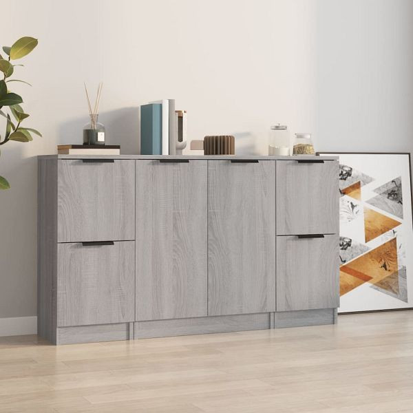 vidaXL Sideboards 3 Stück Grau Sonoma Holzwerkstoff, 3115850