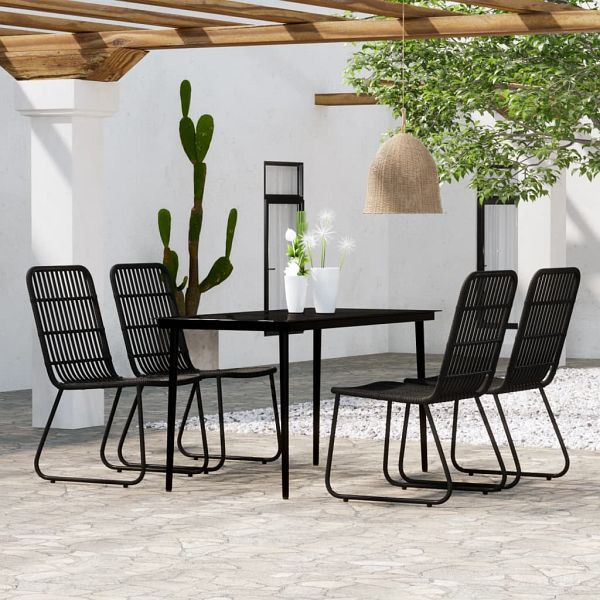 vidaXL 5-teilig Garten-Essgruppe Schwarz, 3099181, 8720286911556