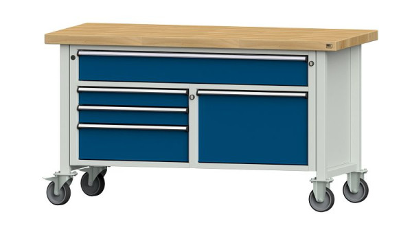 ANKE Werkbänke Kastenwerkbank, Modell 256 V, 1500 x 700 x 850 mm, RAL 7035/5010, BMP 50 mm, fahrbar, 304.178