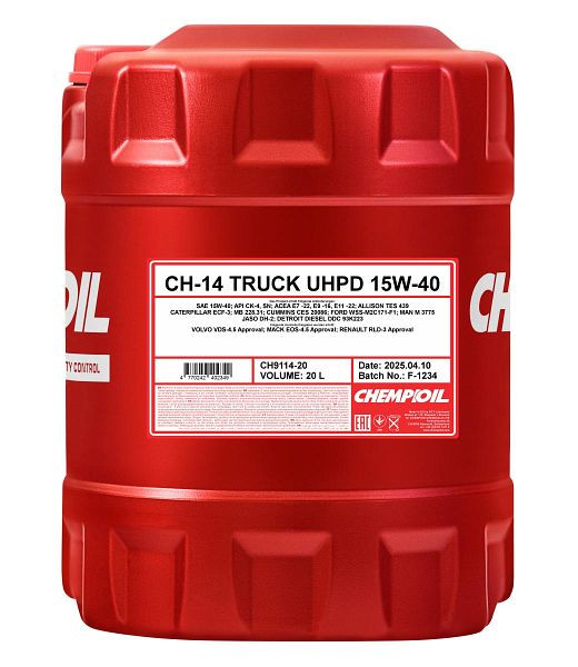 CHEMPIOIL Mehrbereichsöl 9114 CH-14 TRUCK UHPD 15W-40, VE: 20 l, CH9114-20