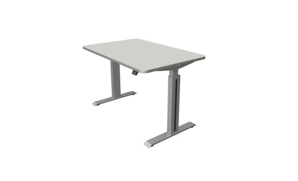 Kerkmann Steh-/Sitztisch B 1200 x T 800 mm, silber, elektrisch höhenverstellbar von 740 - 1230 mm, lichtgrau/silber, 10175611