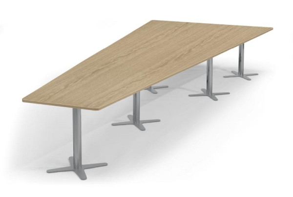 Deskin Konferenztisch DUBLIN, Dekor: Eiche hell, Gestellfarbe: Alusilber RAL 9006, BxHxT: 5000 x 735 x 2050 mm, 330305