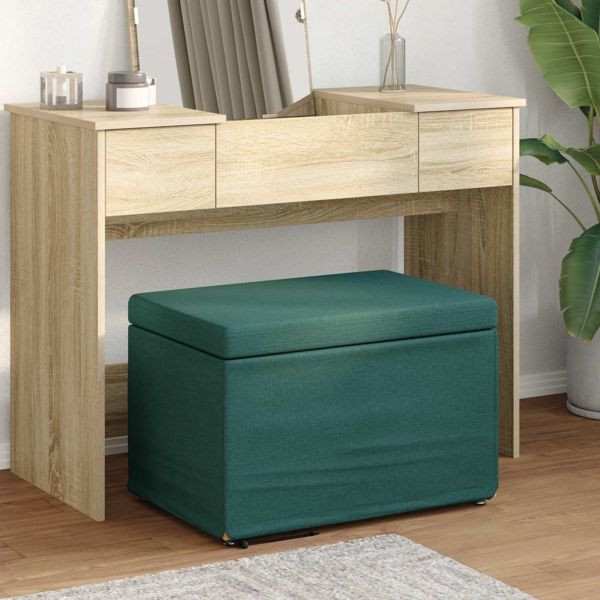 vidaXL Hocker Dunkelgrün 61 x 41 x 40 cm Stoff und Pressholz, 876761