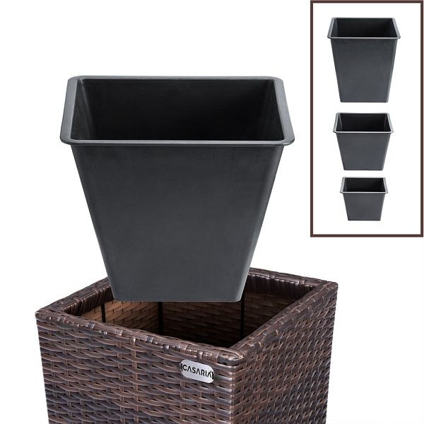 casaria Polyrattan Blumentopf 3er-Set Braun, 106645