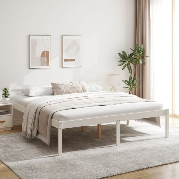 vidaXL Seniorenbett Weiß 200x200 cm Massivholz Kiefer, 810635