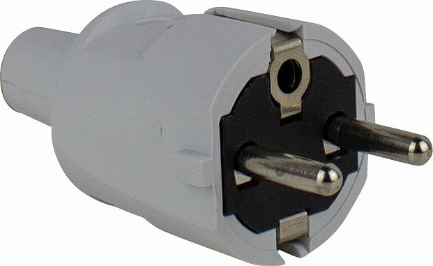 as-Schwabe PVC-Schutzkontakt-Stecker, grau doppelter Schutzkontakt, max. Querschnitt 1,5mm², 62220