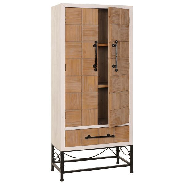 Mendler Hochschrank HWC-N30, Schrank Bücherschrank Wohnzimmerschrank mit Türen und Schublade, Massiv-Holz MDF, 167x72x41cm, 106172