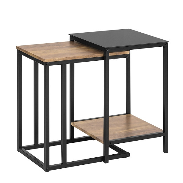 SoBuy 2er-Set Satztische Holzfarbe 40x40x60cm, Modern, FBT99-F