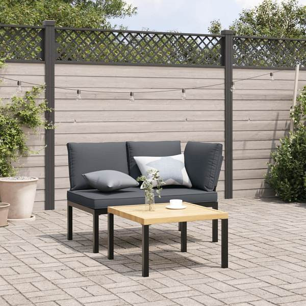 vidaXL Gartenbank mit Kissen Schwarz Aluminium, 4008569