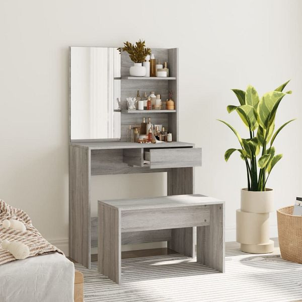 vidaXL Schminktisch-Set Grau Sonoma 74,5x40x141 cm, 3114145