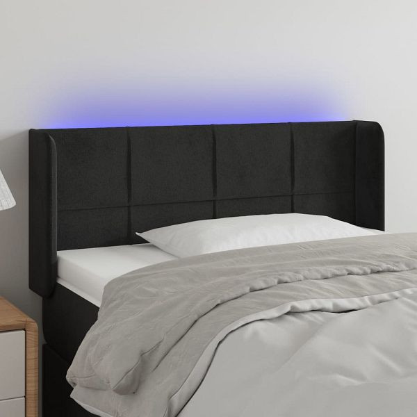 vidaXL LED Kopfteil Schwarz 93x16x78/88 cm Samt, 3123274