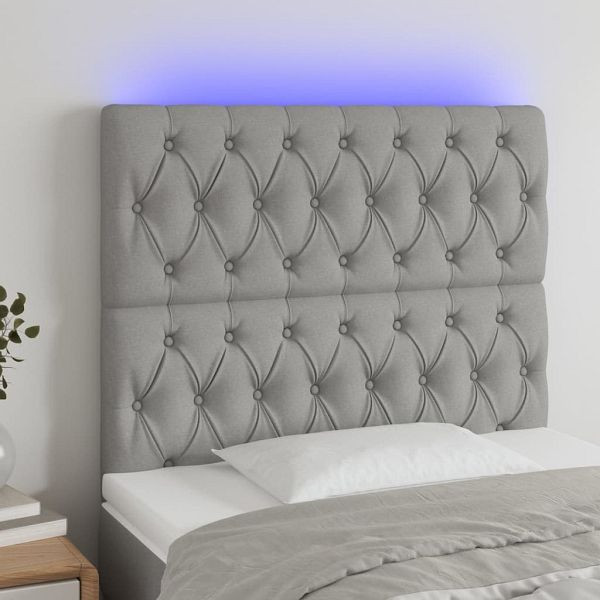 vidaXL LED Kopfteil Hellgrau 100x7x118/128 cm Stoff, 3122750