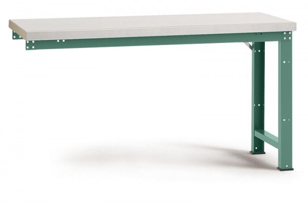Manuflex Anbauwerkbank PROFI Standard mit Blechbelagplatte, BxTxH = 1500 x 700 x 840 mm, Graugrün, WP4016.0001
