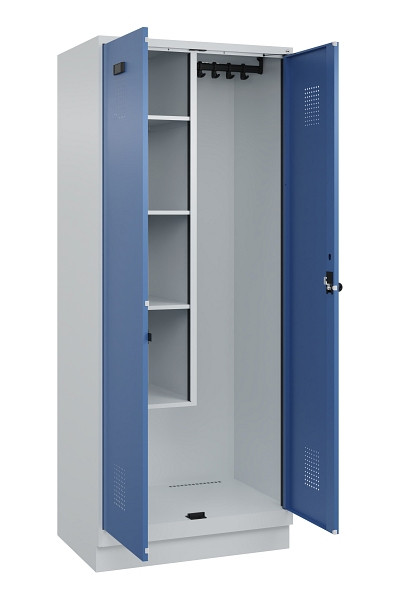 C+P Putzmittel-Spind Evolo PLUS, mit Sockel, 2 Abteile, 1950x800x500mm, 7035/502, Drehriegel, 049120-02 S10008