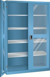 LISTA Flügeltürschrank (BxTxH) 1250x580x1950mm KEY Lock, Lichtblau, 4 Verstellböden, Sichtfenstertür, 60.585.010
