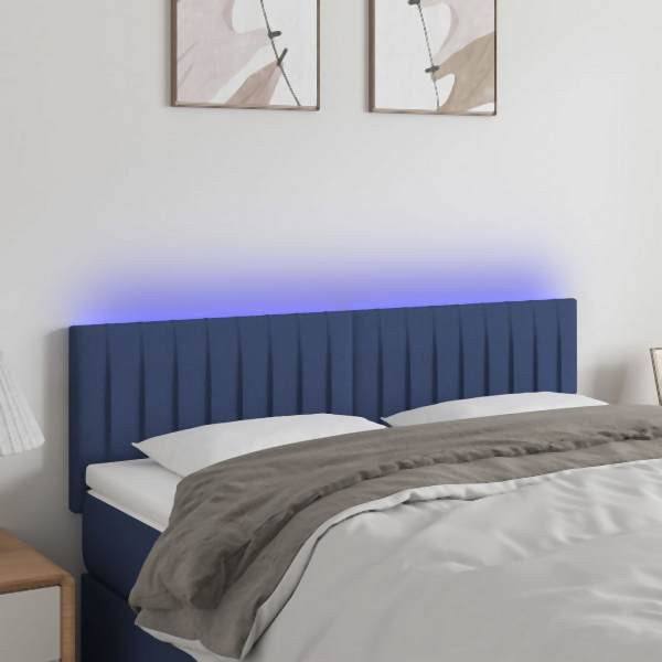 vidaXL LED Kopfteil Blau 144x5x78/88 cm Stoff, Polyester, 3121854