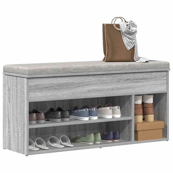 vidaXL Schuhbank Grau Sonoma 102x30,5x45 cm Holzwerkstoff, 859141