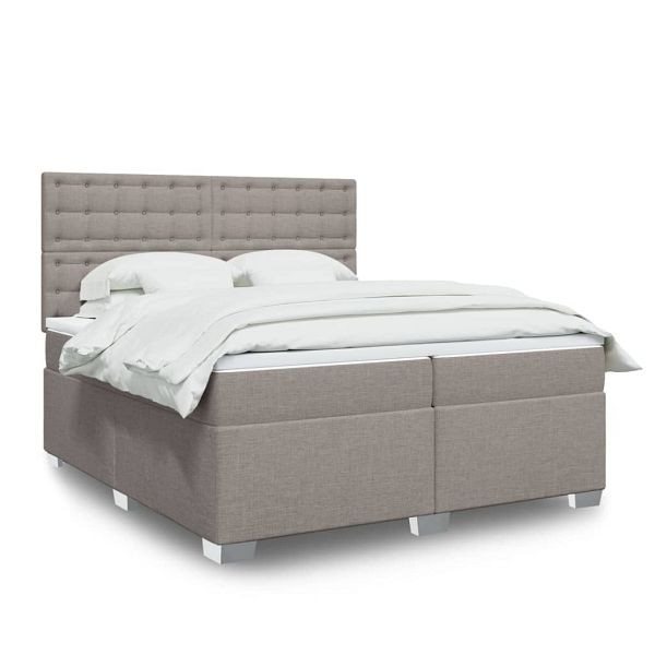 vidaXL Boxspringbett mit Matratze Taupe 200x200 cm Stoff, 3292913