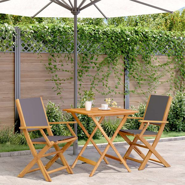 vidaXL 3-tlg. Bistro-Set Anthrazit Stoff und Massivholz, 3281881
