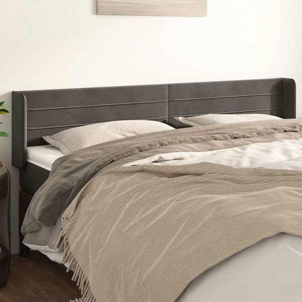vidaXL Kopfteil mit Ohren Dunkelgrau 203x16x78/88 cm Samt, 3118975