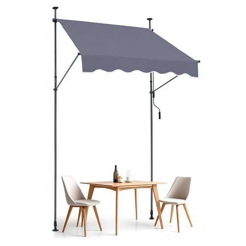 VEVOR Klemmmarkise 150x120 cm, Balkonmarkise mit Handkurbel, höhenverstellbar 218-309 cm, für Terrasse/Balkon/Garten, Grau, SSSZYPHSLZS5X78WHV0