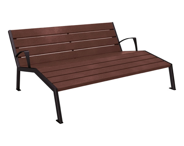 Procity Liegestuhl Silaos®, Mit Armlehne, Stahl & Recycling-Kunststoff, Braun/RAL 9005, 209665.9005