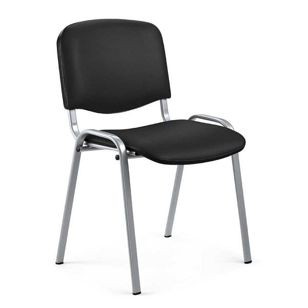 Deskin Besucherstuhl ISO, 4- Fuß Gestell alusilber, Bezug Kunstleder, Farbe schwarz, 254471