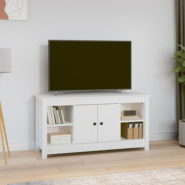 vidaXL TV-Schrank Weiß 103x36,5x52 cm Massivholz Kiefer, 814575