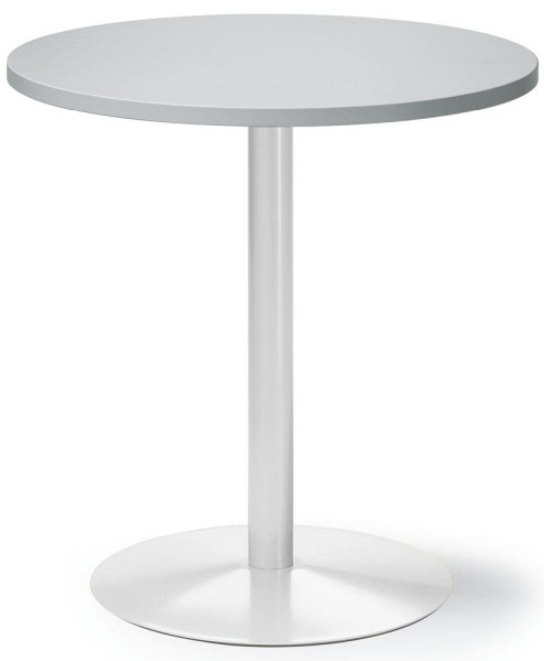 Deskin Besprechungs- und Konferenztisch MODUL, Platte Dekor Lichtgrau, Gestell Weiß RAL 9016, Durchmesser 700 mm, Höhe 720 mm, 295355