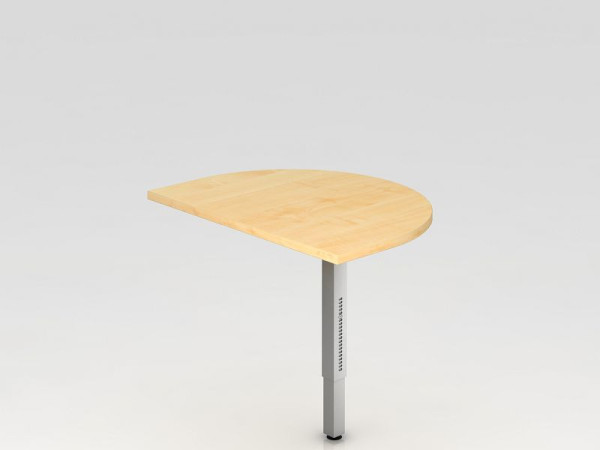 Hammerbacher Anbautisch mit Stützfuß eckig 60x80cm Ahorn/Silber, gerundet zum Anbau an Schreibtisch, VRA60/3/S