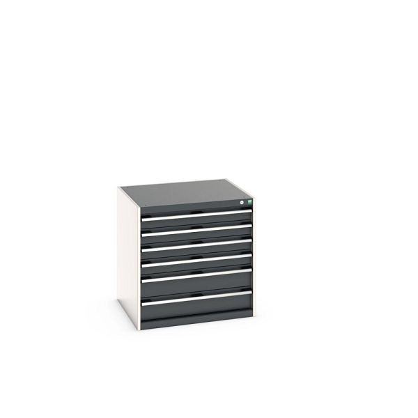 bott cubio Schubladenschrank bestückt, mit 6 Schubladen, BxTxH: 800x750x800mm, RAL 7035/7016, Anthrazitgrau, 40028102.19V