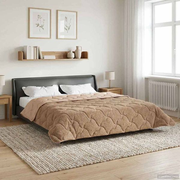 vidaXL Ganzjahresbettdecke 220 x 240 cm Keine Taupe Atmungsaktiv, 42026286