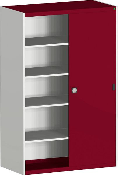 bott cubio Schiebetürenschrank bestückt mit 4 Fachböden BxTxH: 1300 x 650 x 2000 mm, RAL 7035/3004, 40022065.24V