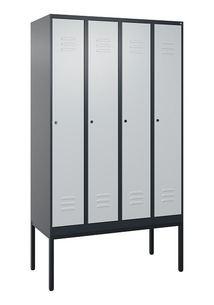C+P Umkleidespind Classic PLUS mit Mitteltrennwand, Gestell, 4 Abteile, 2120x1200x500mm, 7016/7035, Zylinderschlösser, 0800307-40F S10028