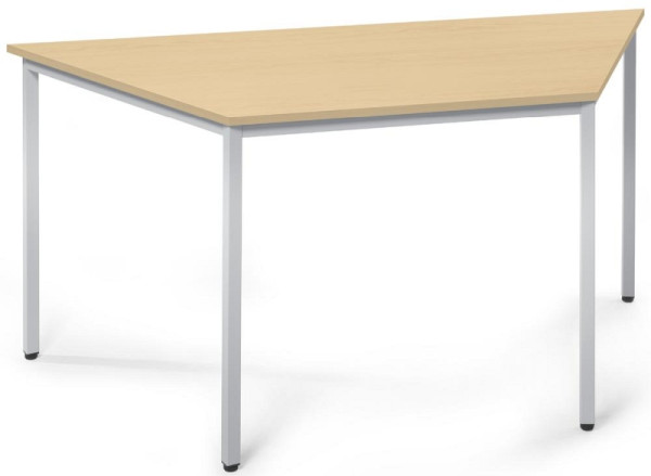 Deskin Besprechungstisch BASE-MODUL, Platte Ahorndekor, Gestell Alusilber RAL 9006, bis zu + 10 mm verstellbar, B 1600/ 800 x T 690 x H 720 mm, 217269