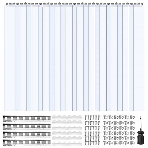 VEVOR PVC-Streifenvorhang, 1830x2134 mm, 2 mm, 12er-Pack, -20-60℃, für Lager-, Gefrier- und Garagentore, transparent, PZPVCML7284I3Y8XP001V0